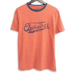 Quiksilver Graphic Ringer T-shirt Mens L Surfcore Skate Retro Heather Beachy